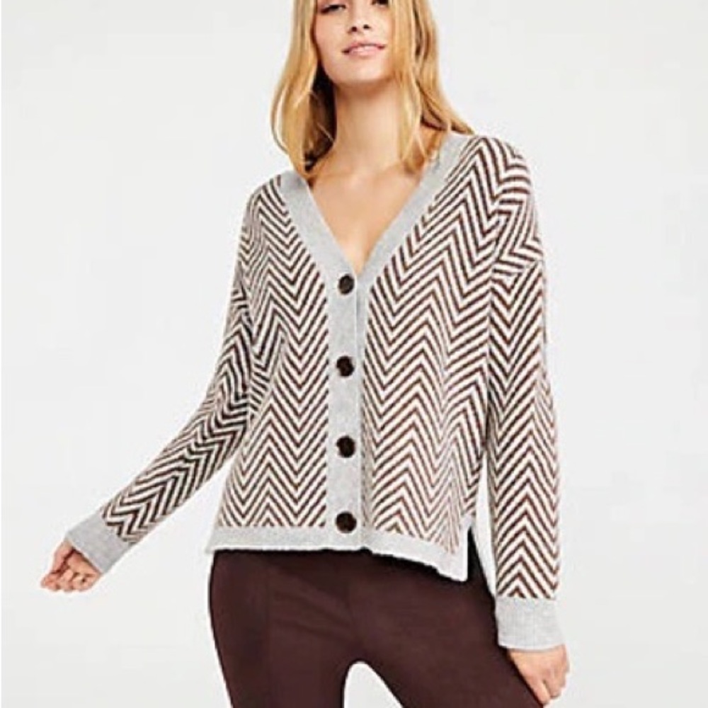 Ann Taylor NWT Herringbone Boyfriend Sweater Cardigan